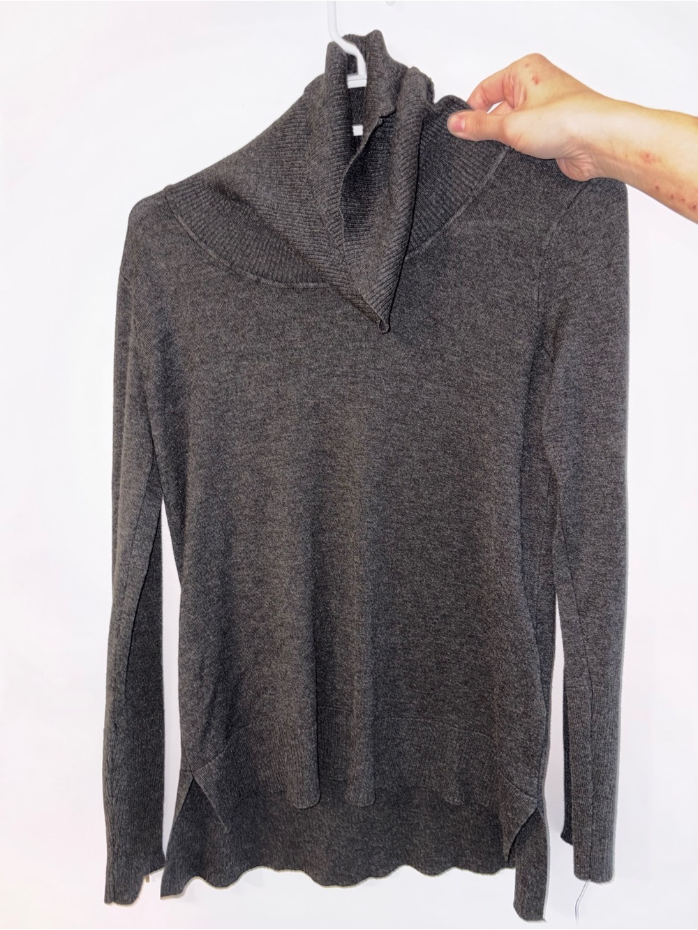 Cable & Gauge Charcoal Gray Cowl Neck Sweater